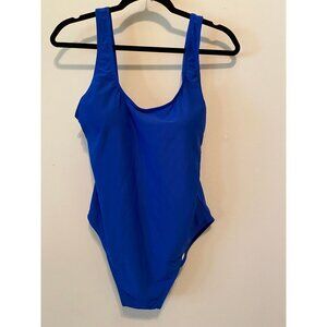 NWT ZERACA  One Piece Swimsuit Blue Deep Low Plunge Back Large
